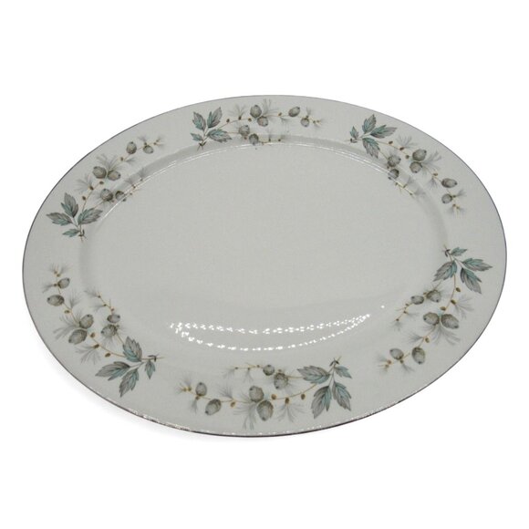 VINTAGE Johnson Bros Snowhite Oval PLATTER Ironstone Pine Dinnerware England - Picture 4 of 10